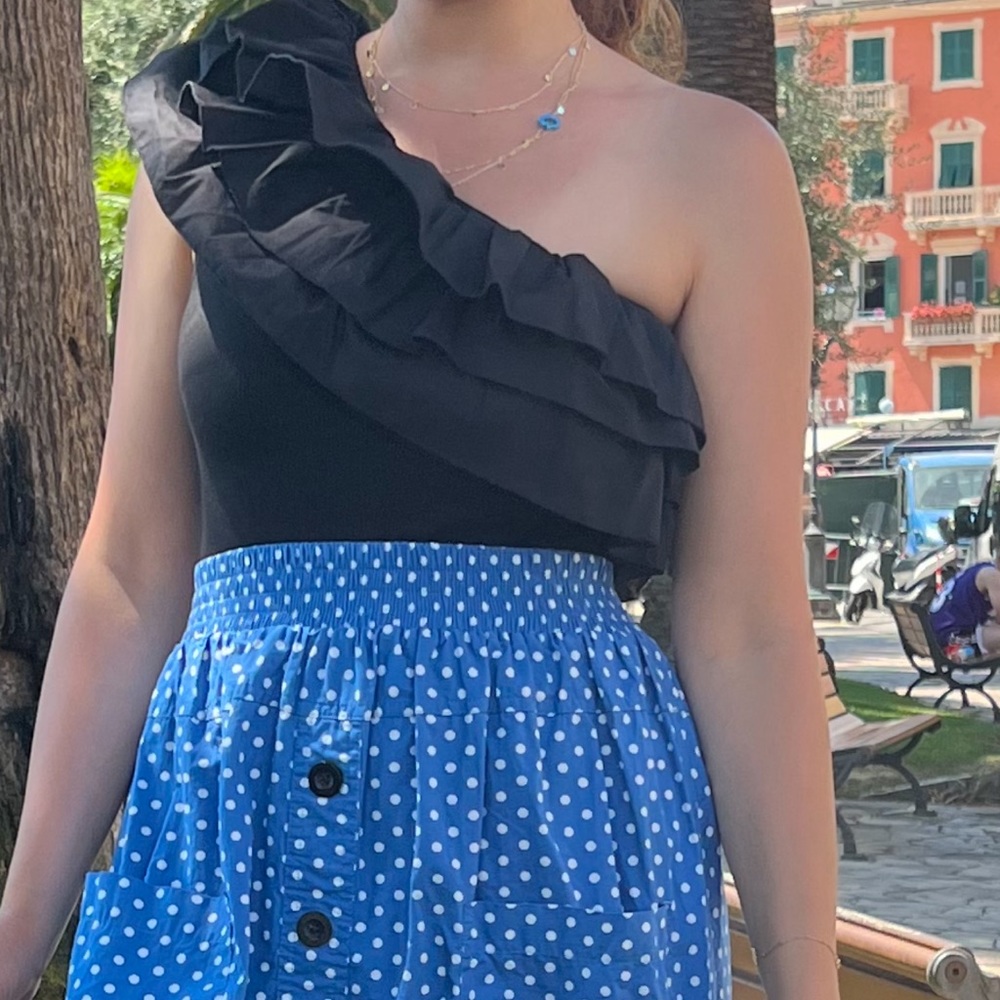 Zara one shoulder ruffle top